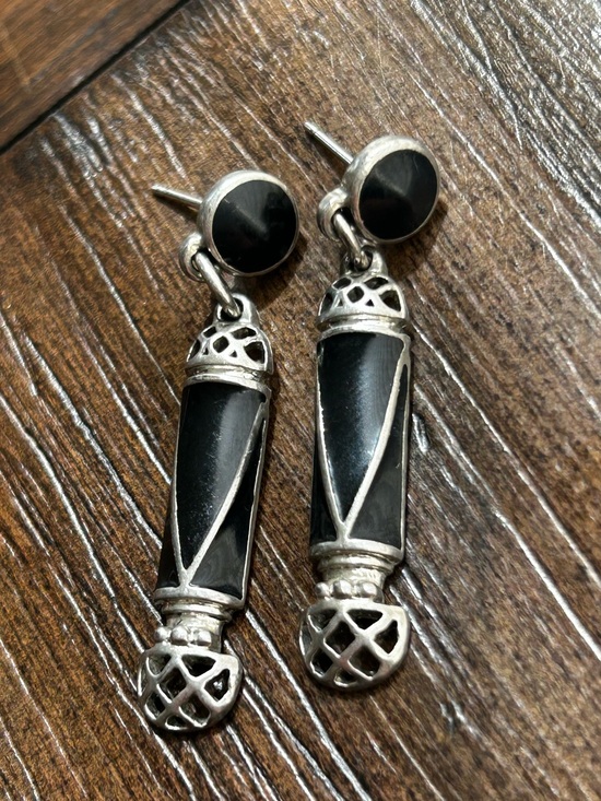 Vintage Jewelry - Vintage Edgar Berebi Black Onyx Drop Earrings Art Deco